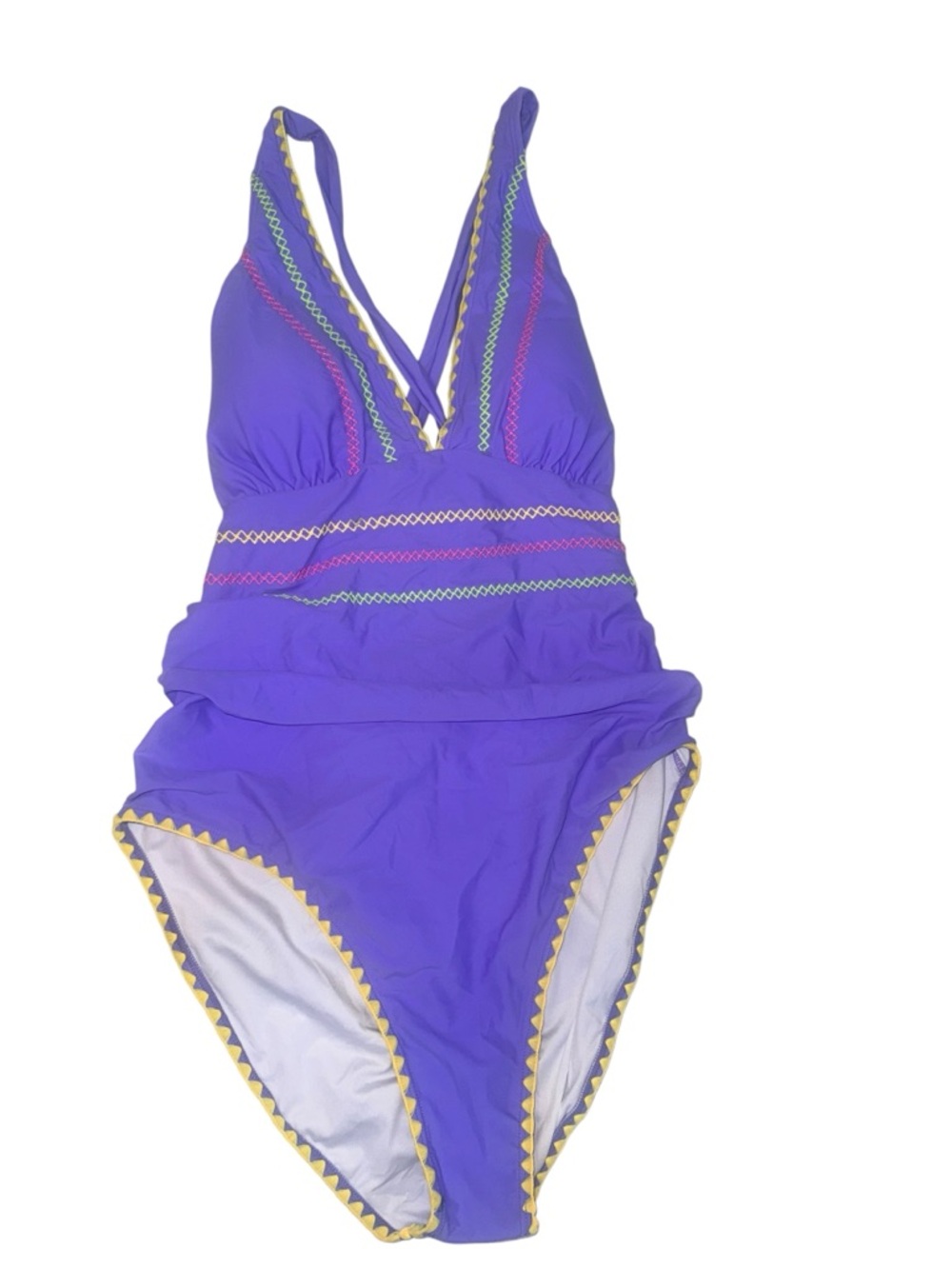 Women’s Purple One-Piece Swimsuit with Decorative Trim